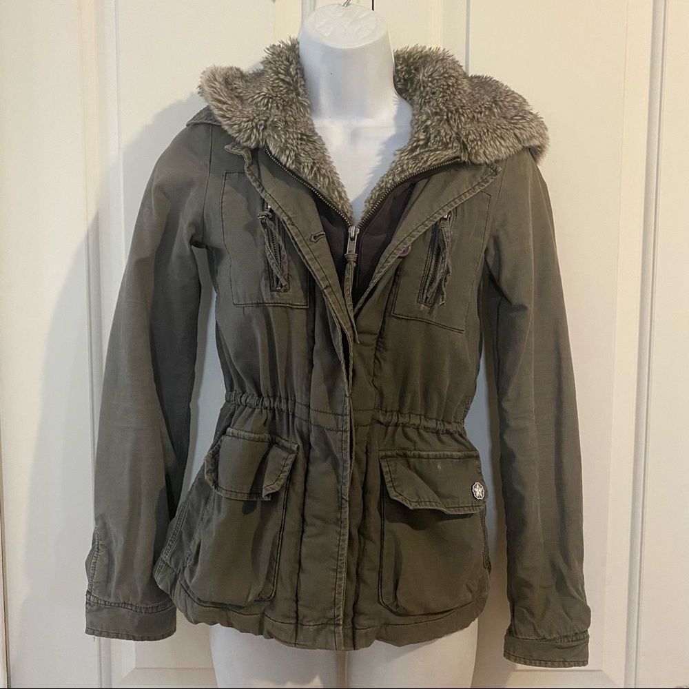 Obey Propaganda Cargo Military Army Green Fall Hoodie Jacket Utility Coat XXS